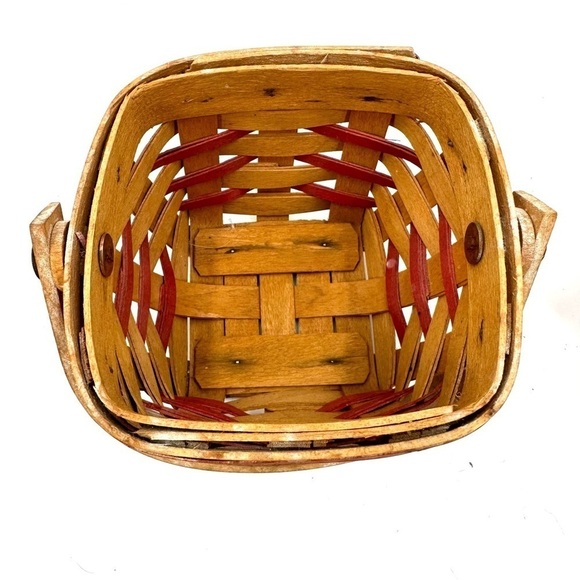 Vtg Longaberger Sweetheart Sentiments Basket 1995 Red Ticking Stripe Liner - Picture 8 of 14